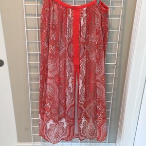 Andrienna Papell Red Paisley print maxi skirt